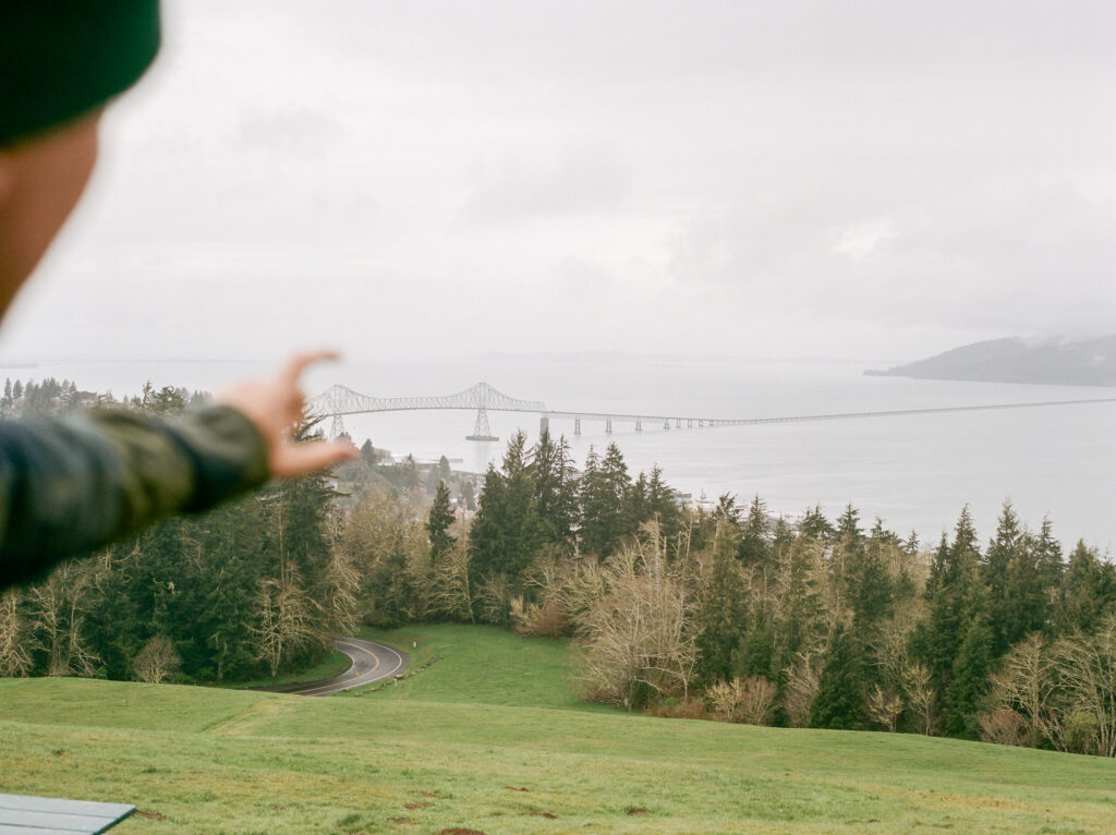 Pacific North West Travel Photography Photo from the top of the Astoria Lookout featuring the longest bridge in Oregon